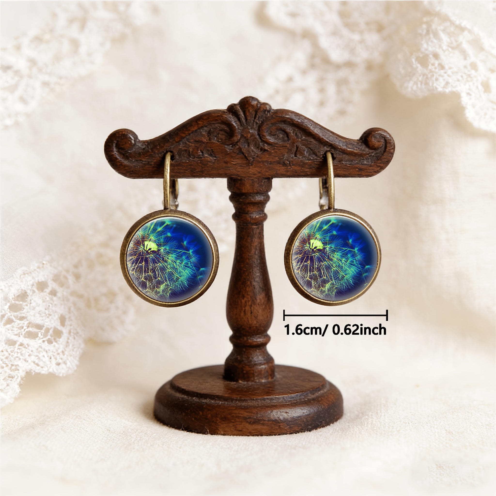 2pc Colourful Round Pattern Earrings Set with Ear Hooks